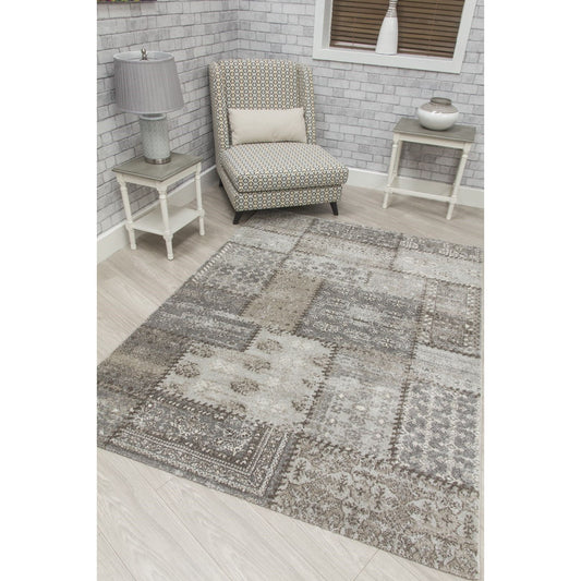 Greige Patchwork Rug - Antika