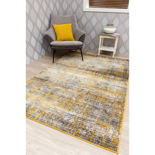 Ochre Yellow Abstract Rug - Mystique Bohemian