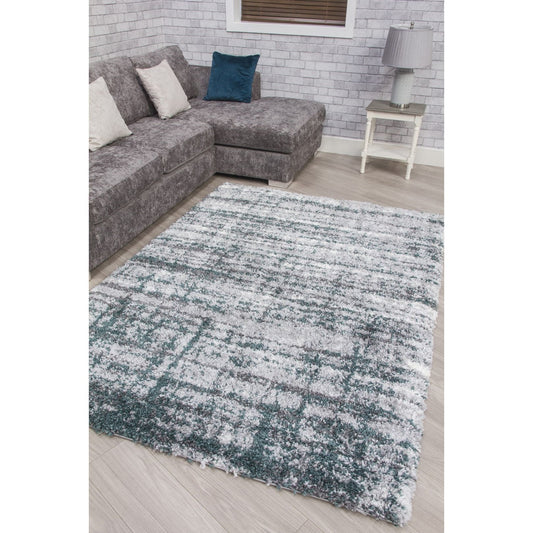 Green/Grey Shaggy Abstract Rug - Fantasy Shimmer