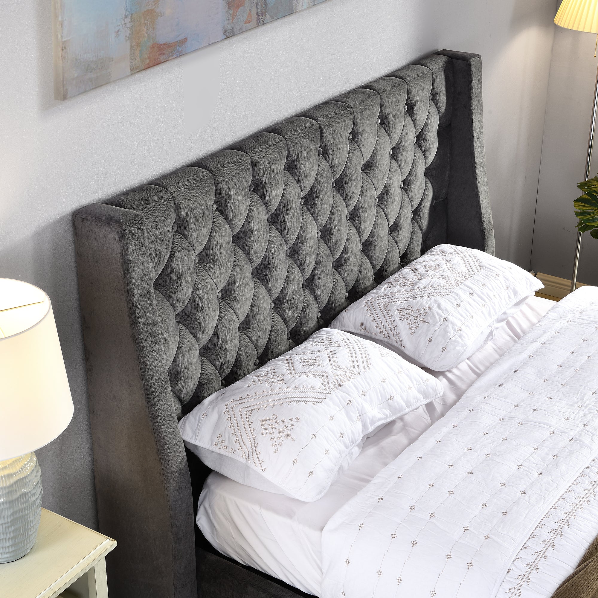 Fusion Ottoman Storage Bed Frame - Soft Grey Fabric