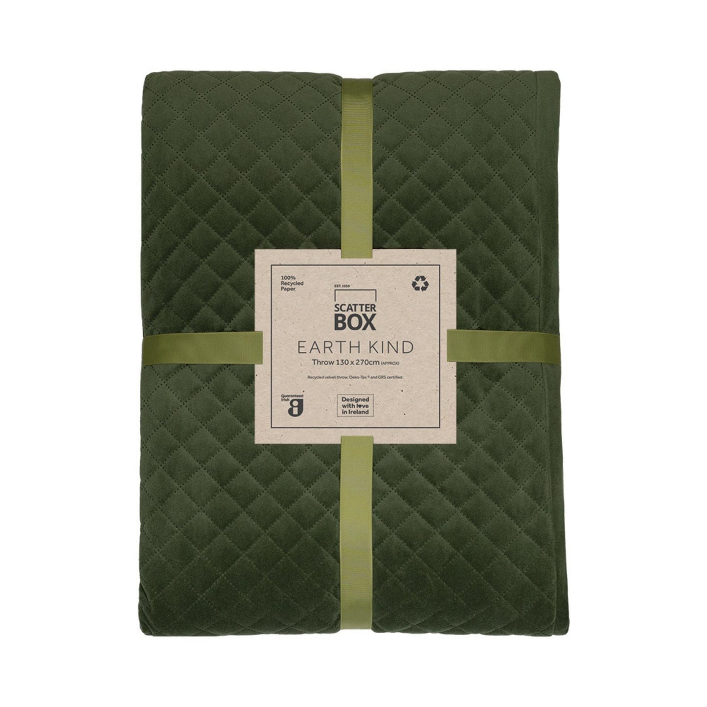 Scatter Box Erin 130x270cm Throw, Earth Green