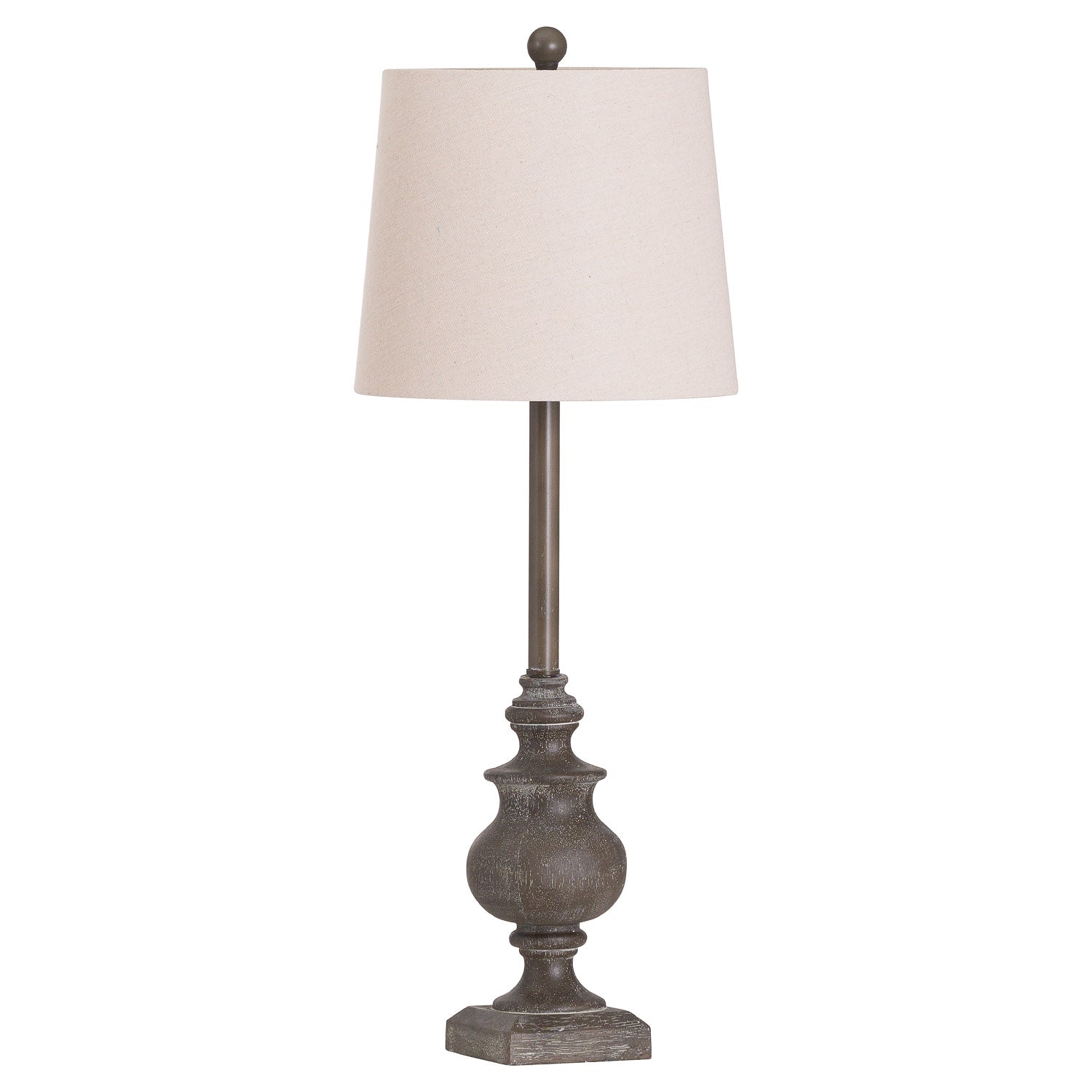CALVEN GREY BASE TABLE LAMP W/NATURAL SHADE