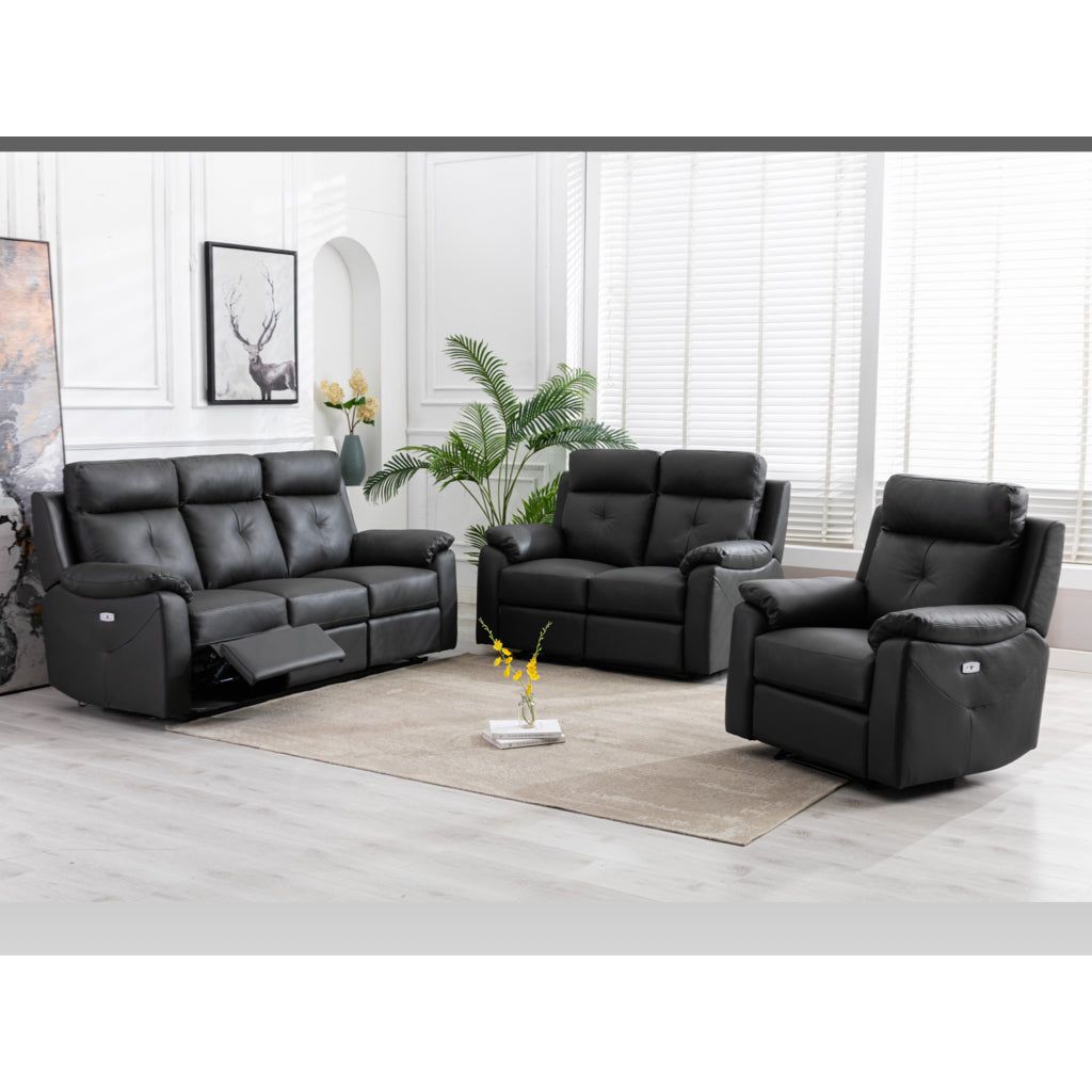 Renzo Full Leather Electric recliner Sofa Range  - Anthracite