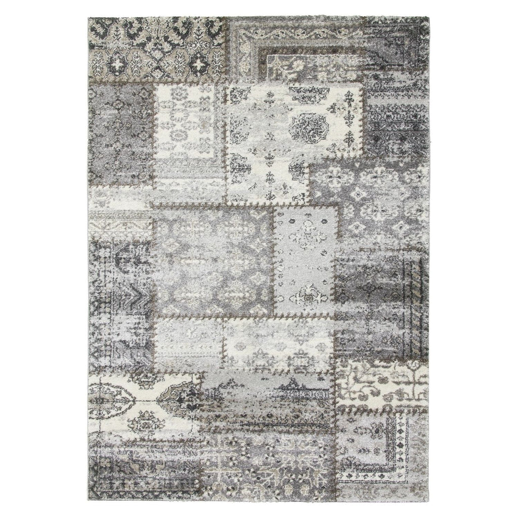 Greige Patchwork Rug - Antika