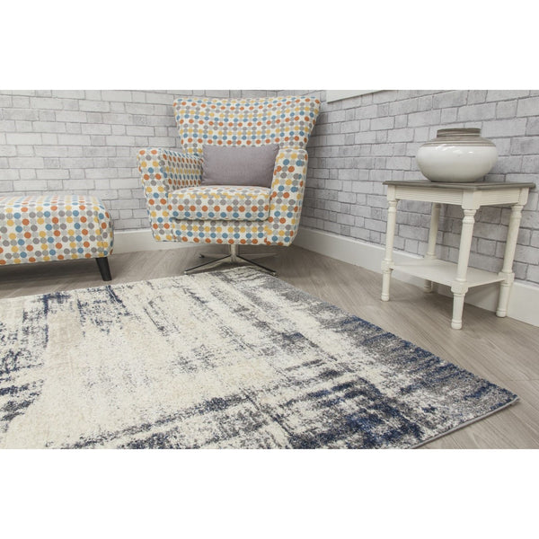 Navy Cream Abstract Modern Rug - Callisto Accents