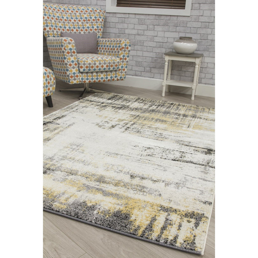 Yellow Cream Abstract Modern Rug - Callisto Accents
