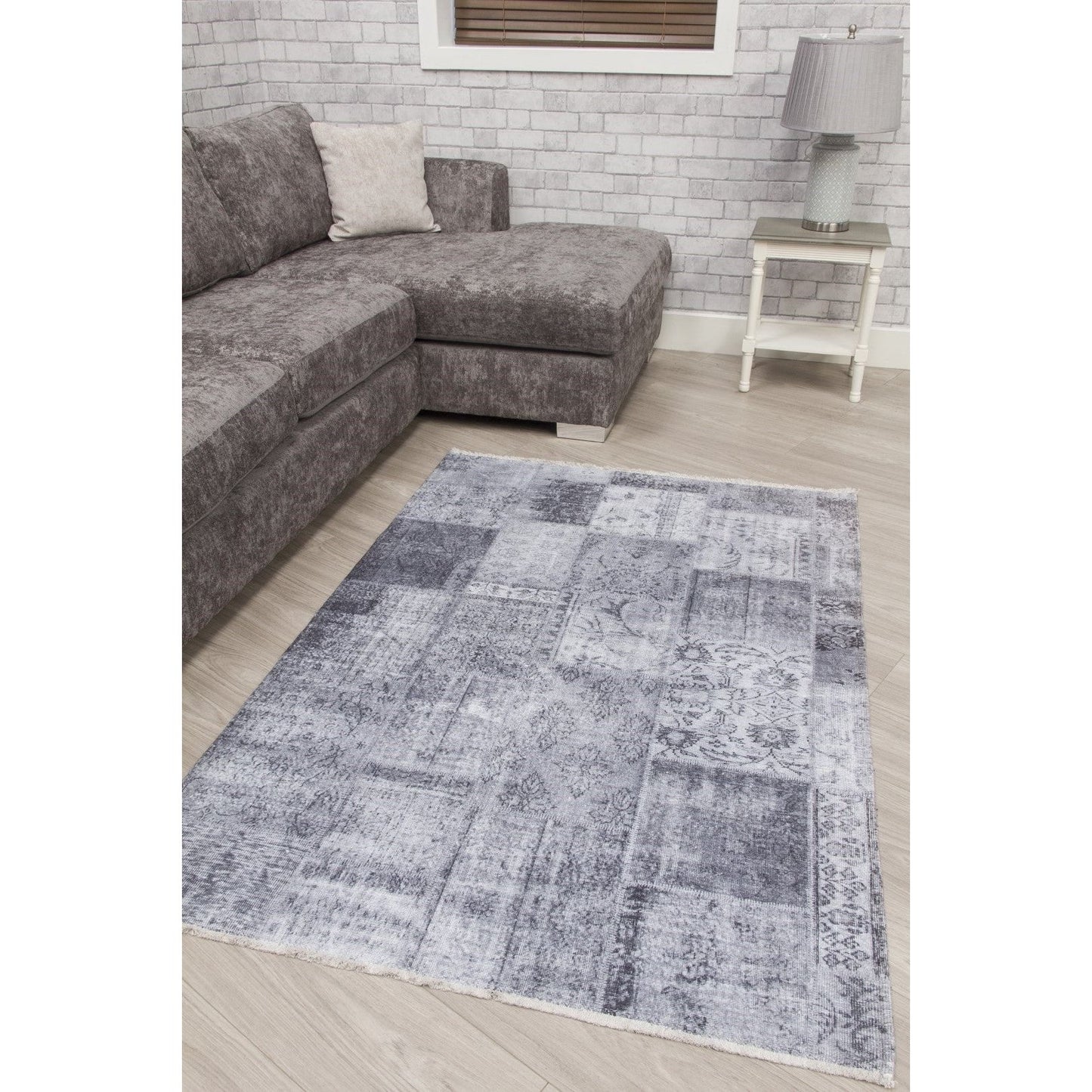 Grey Patchwork Modern Rug - Modena