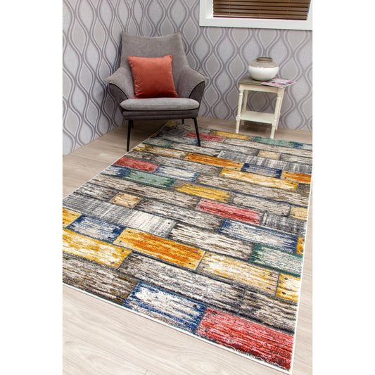 Multicoloured Bricks Rug - Mystique