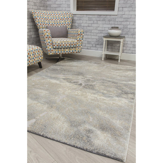 Grey Cream Beige Abstract Modern Rug - Callisto Mist