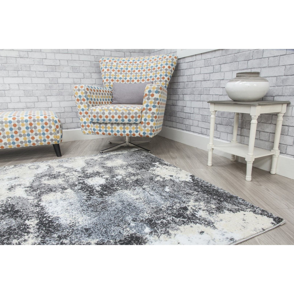 Grey Blue Abstract Modern Rug - Callisto Storm