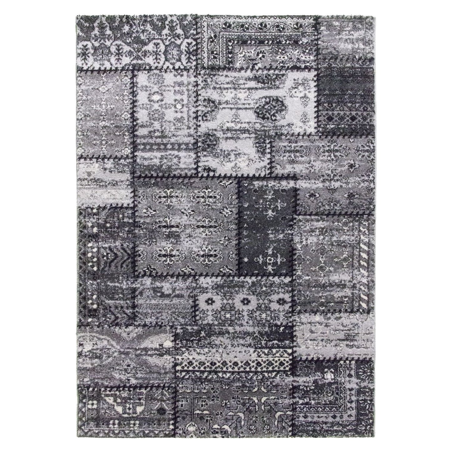 Grey Patchwork Rug - Antika