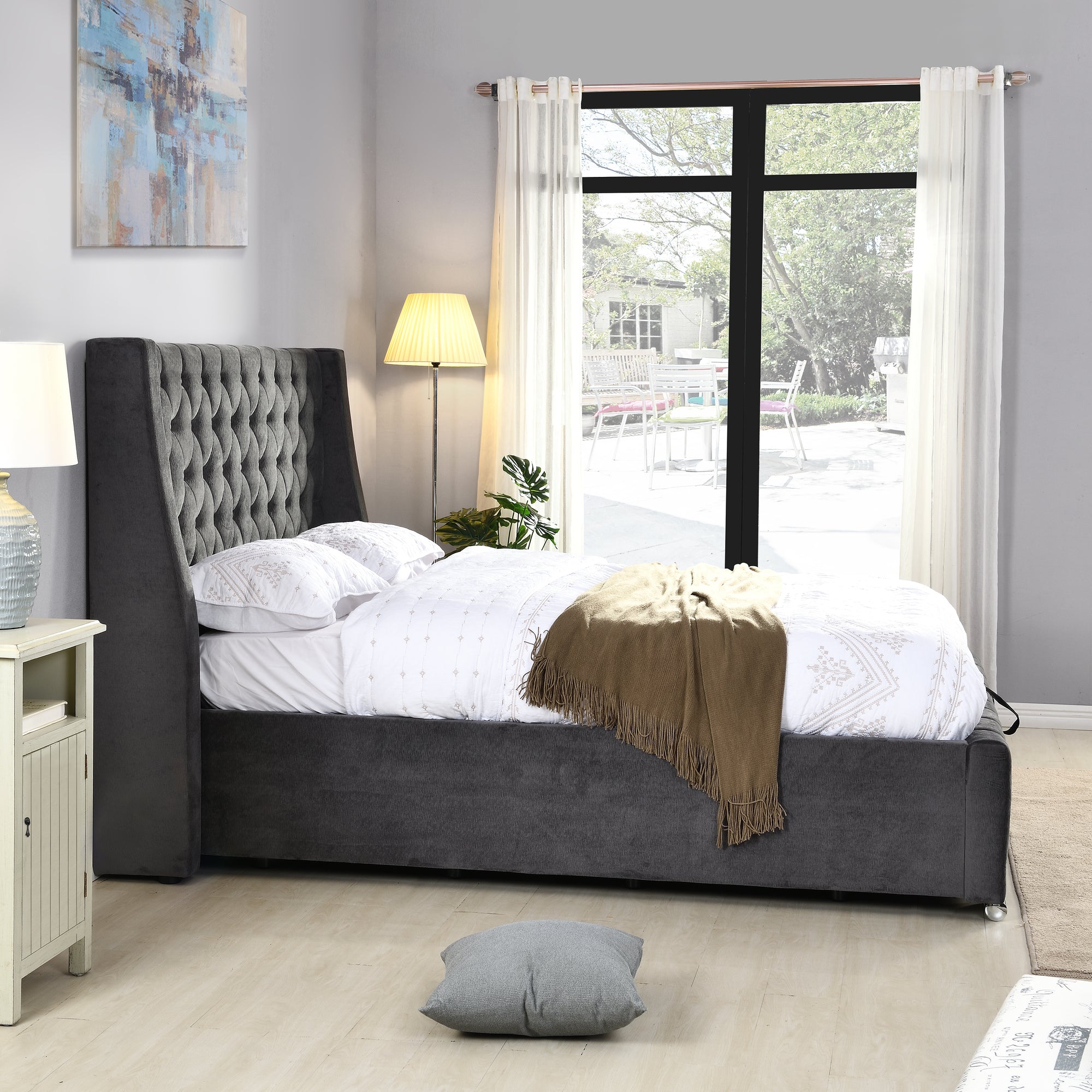Fusion Ottoman Storage Bed Frame - Soft Grey Fabric
