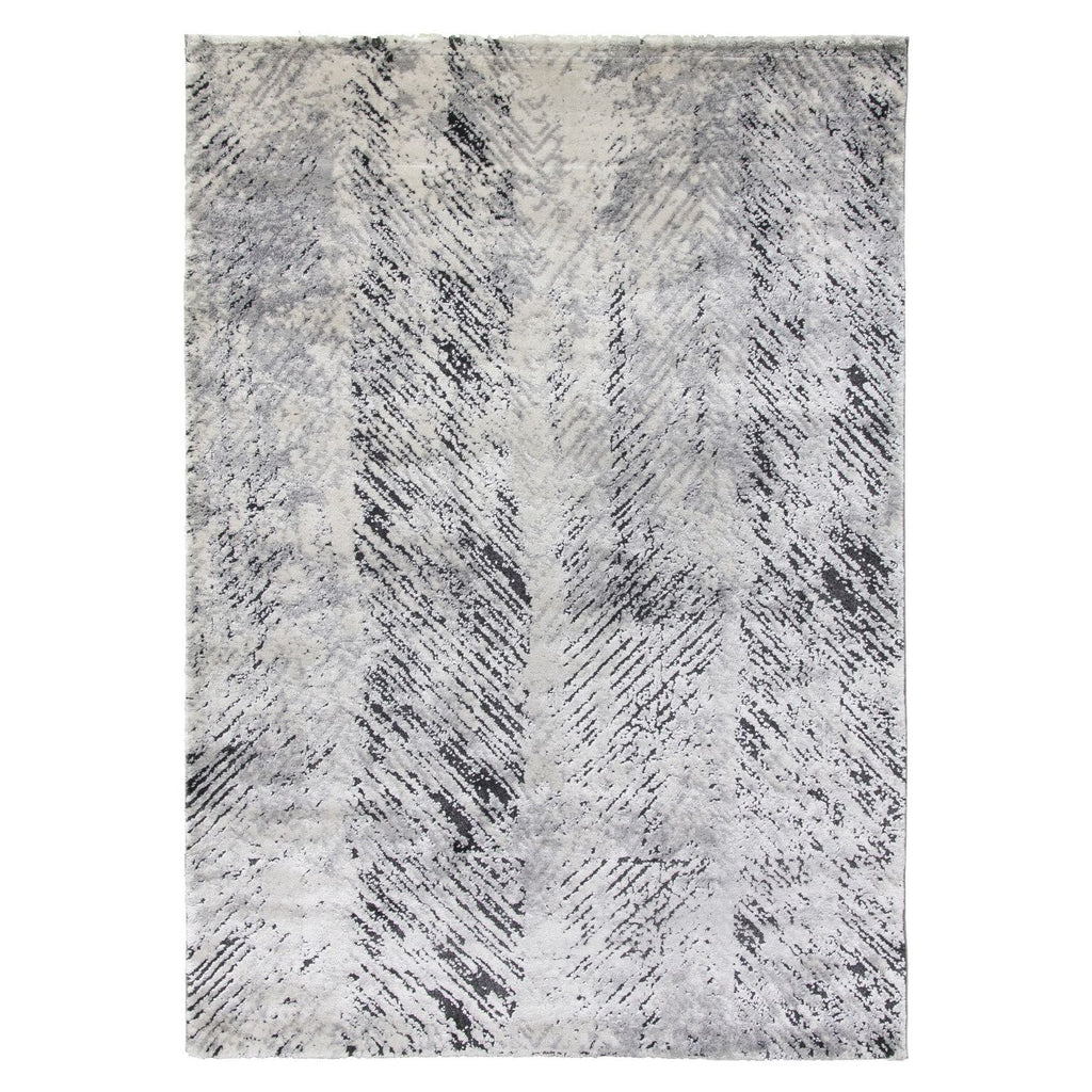 Grey Black Abstract Rug - Rococo Feathered