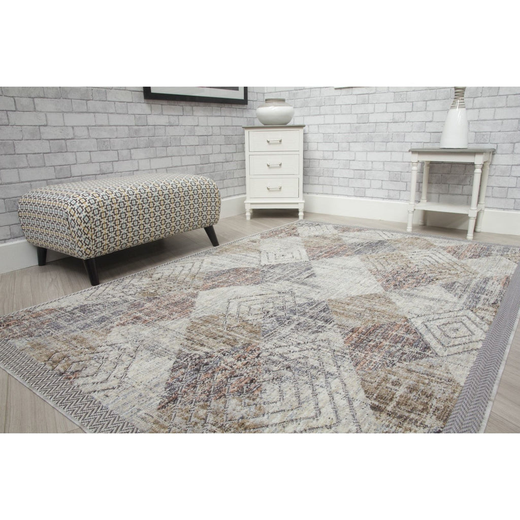 Beige Cream Modern Rug - Revive Rhomba