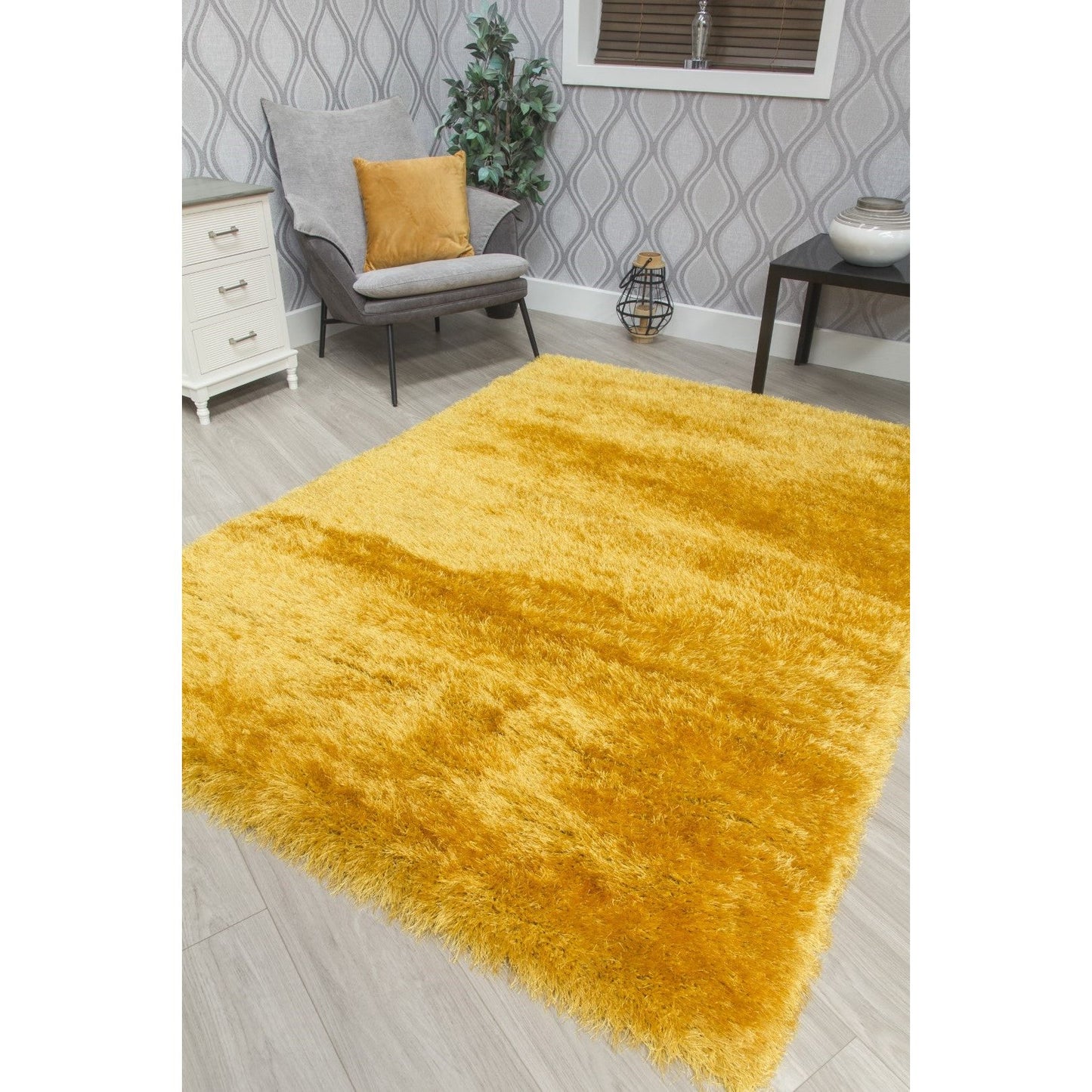 Yellow Shaggy Rug - Bentley