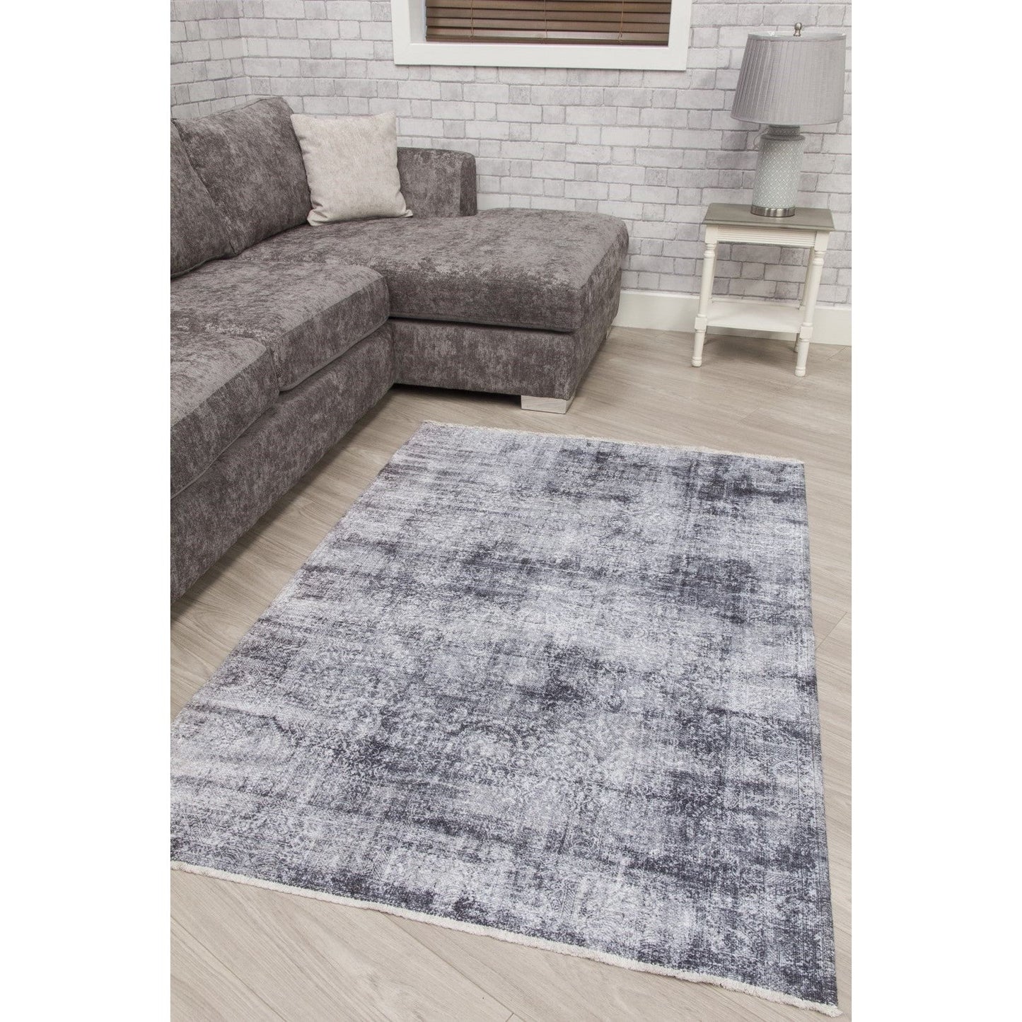 Grey Distressed Abstract Rug - Modena Messina