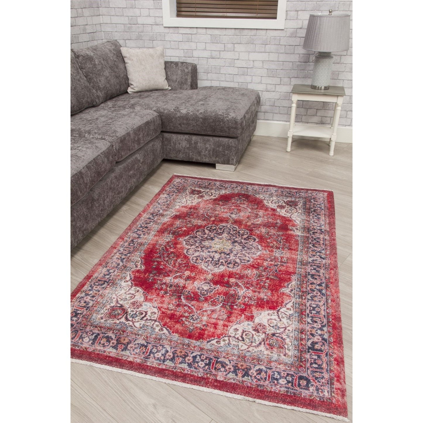 Red Distressed Modern Rug - Modena Rosso