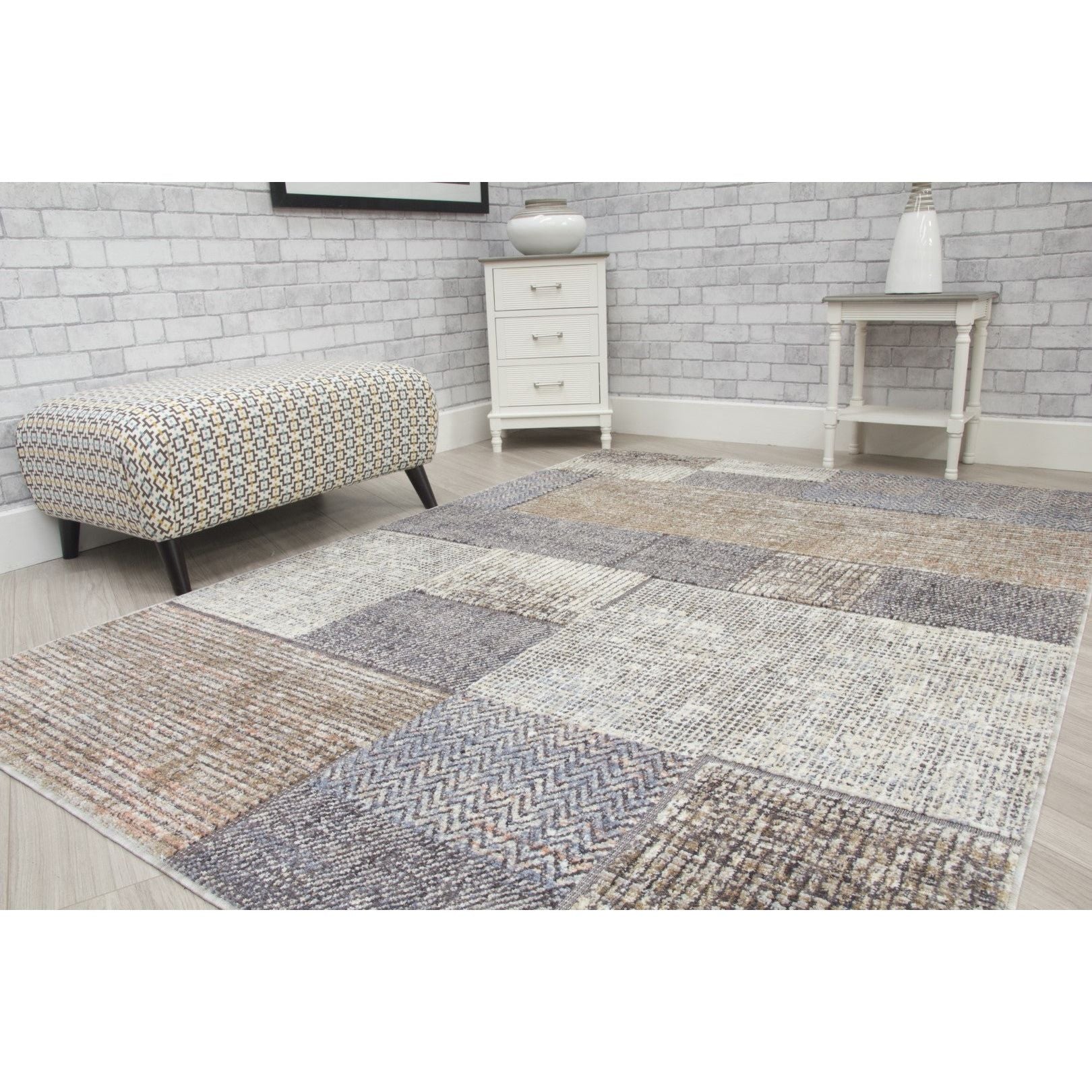 Beige Brown Modern Rug - Revive Pacha