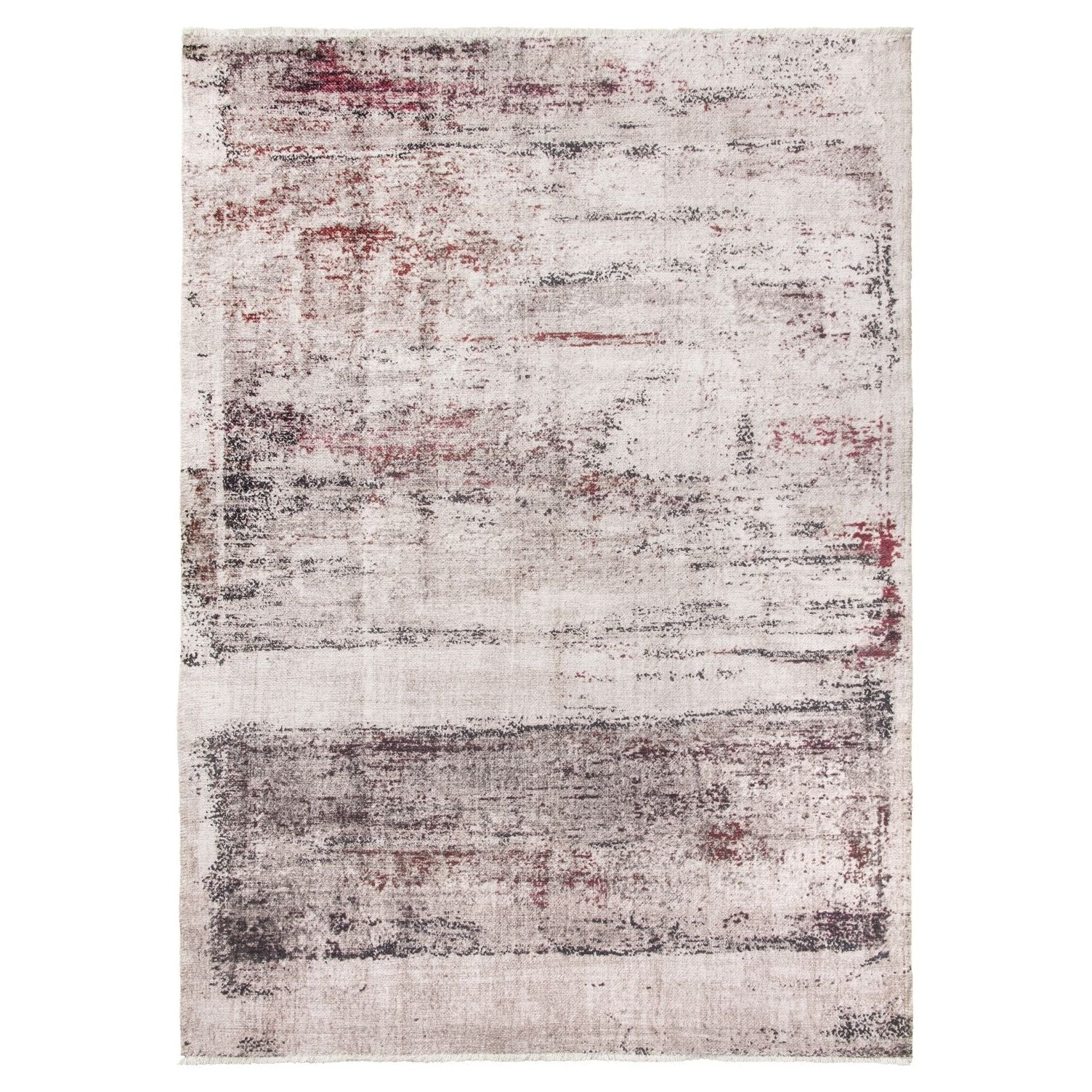 Cream Red Abstract Modern Rug - Modena Valencia
