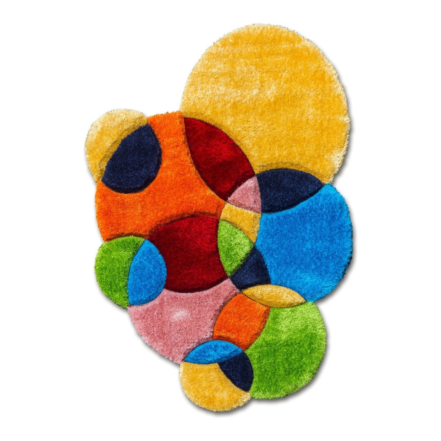 Multicolour 3D Shaggy Rug - Doodle Bubbles