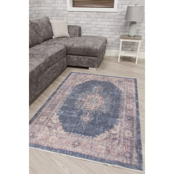 Navy Pink Distressed Rug - Modena Hamadan