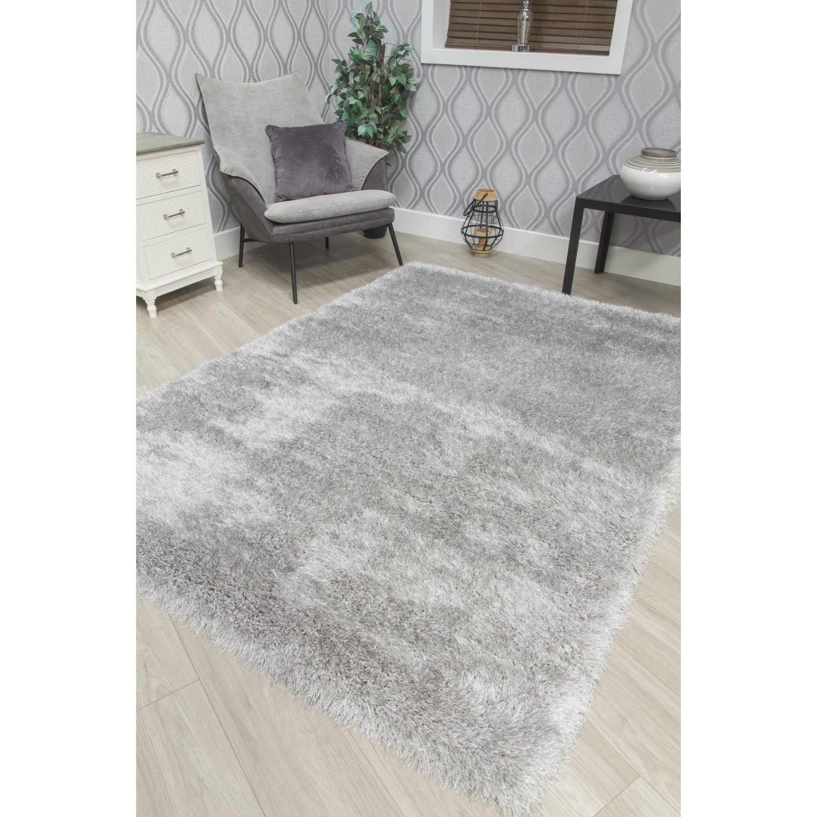 Grey Shaggy Rug - Bentley