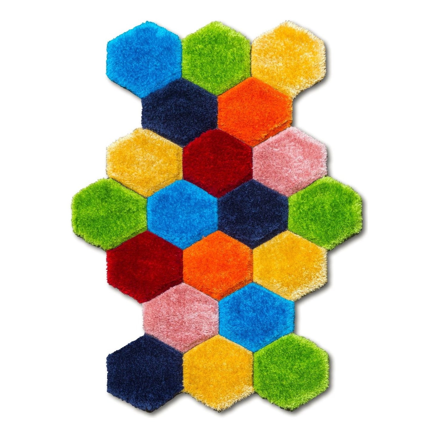 Multicolour 3D Shaggy Rug - Doodle Honeycomb