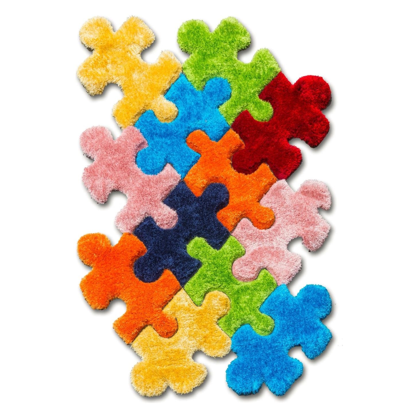 Multicolour 3D Shaggy Rug - Doodle Jigsaw