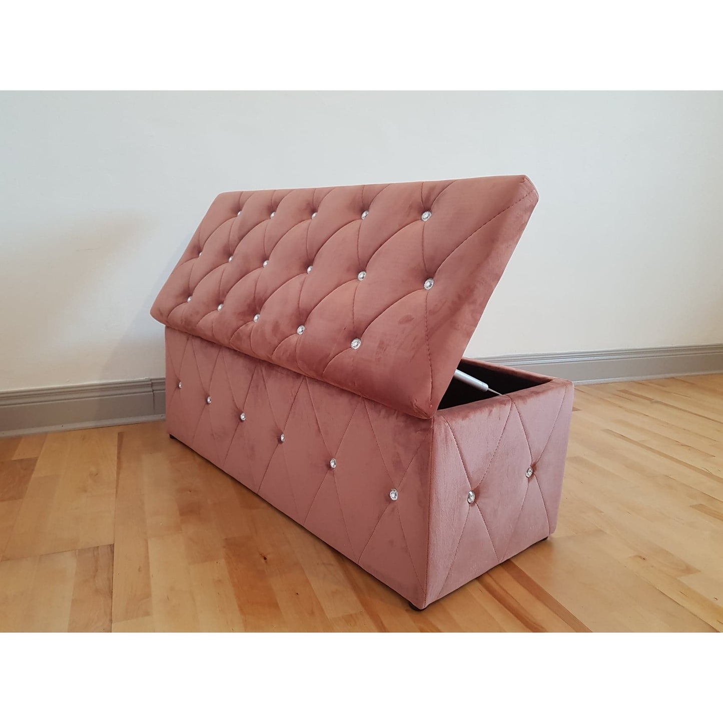 Blanket Box - Soft Pink Velvet with Diamonds