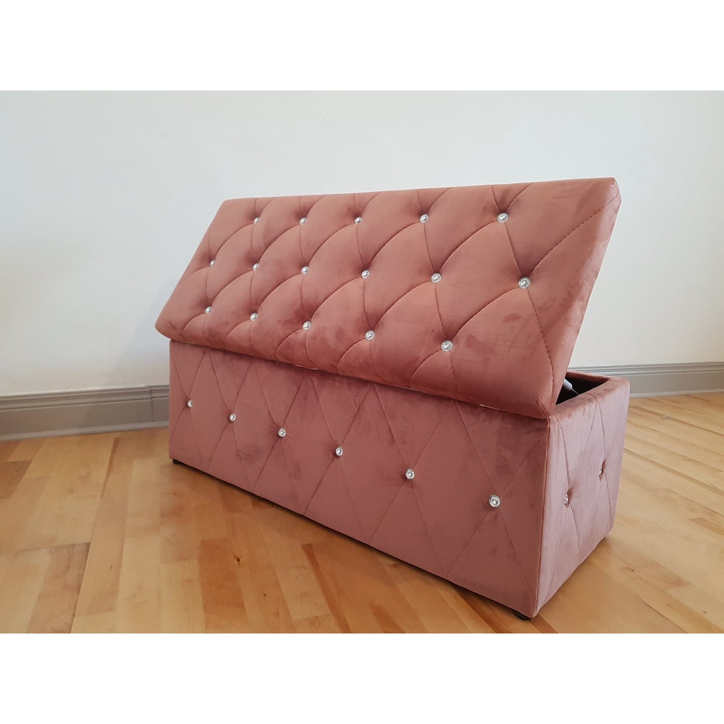Blanket Box - Soft Pink Velvet with Diamonds