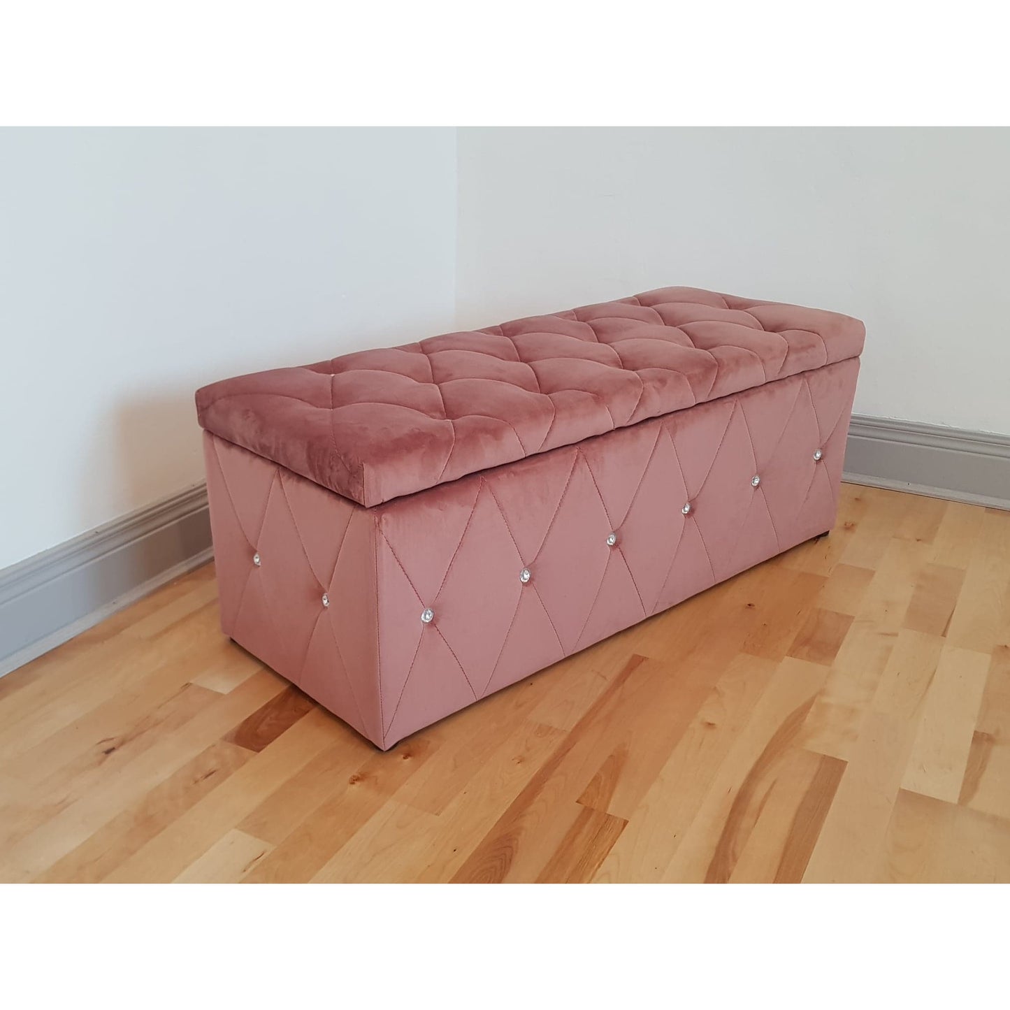 Blanket Box - Soft Pink Velvet with Diamonds