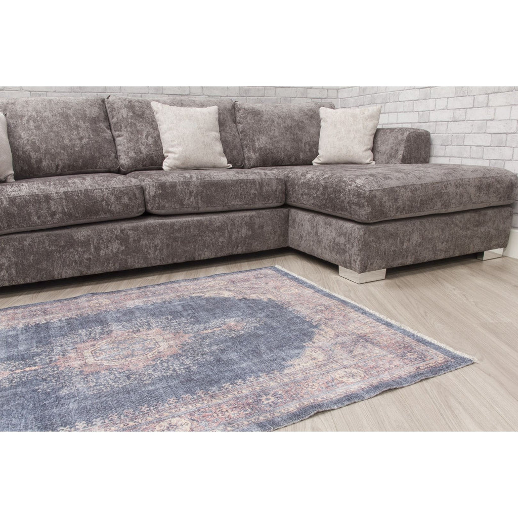 Navy Pink Distressed Rug - Modena Hamadan