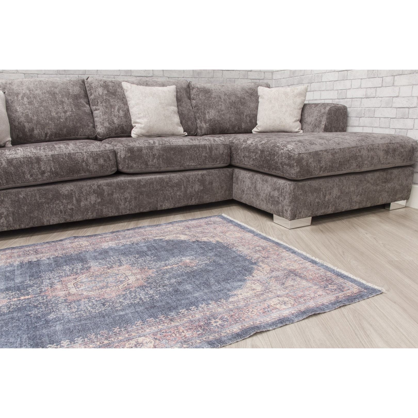 Navy Pink Distressed Rug - Modena Hamadan