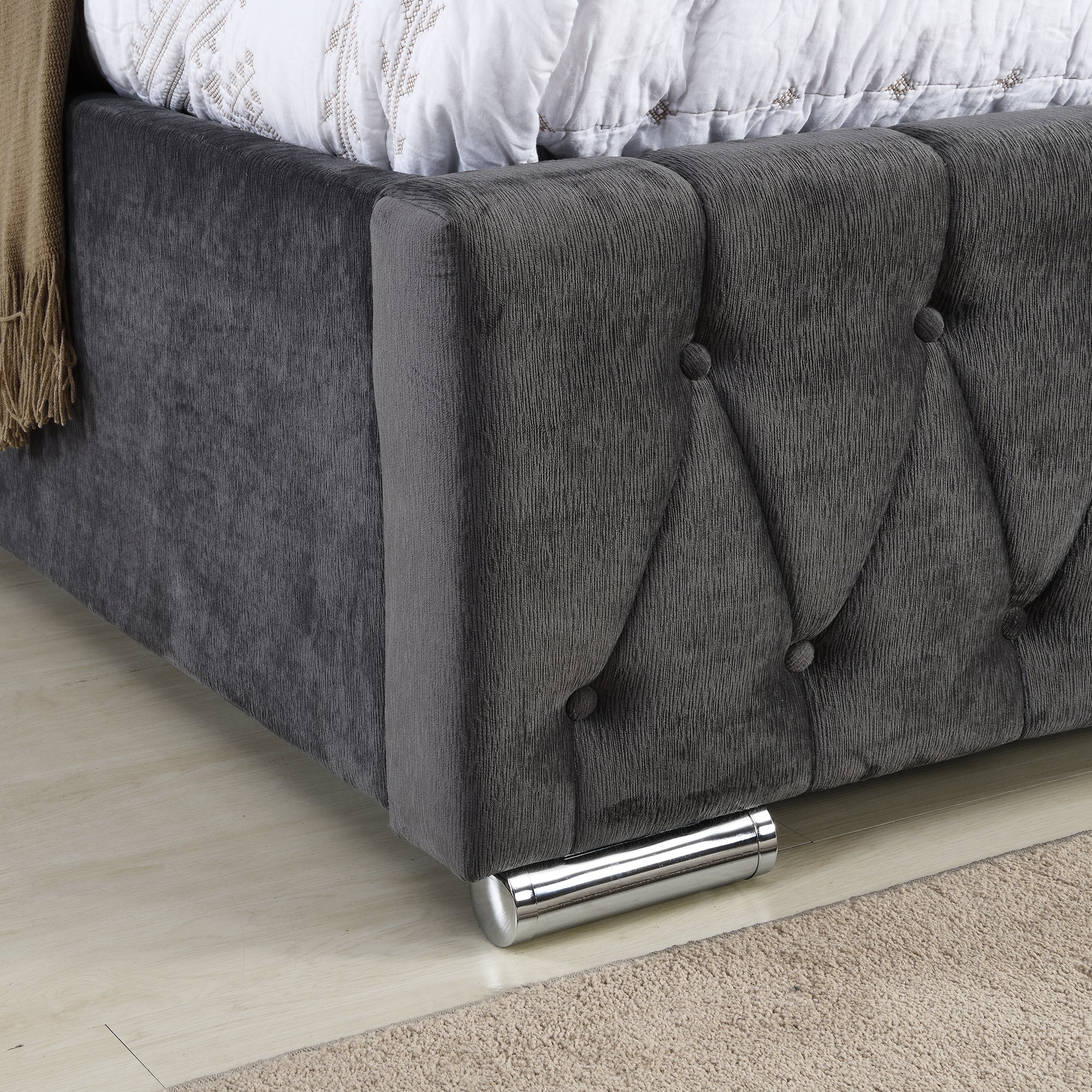 Fusion Ottoman Storage Bed Frame - Soft Grey Fabric