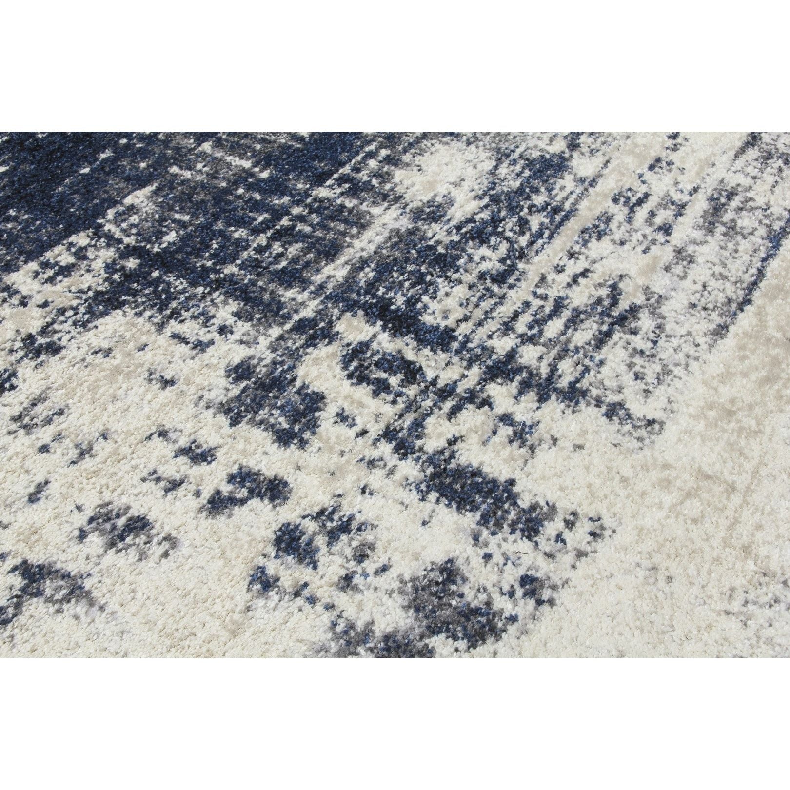 Navy Cream Abstract Modern Rug - Callisto Accents