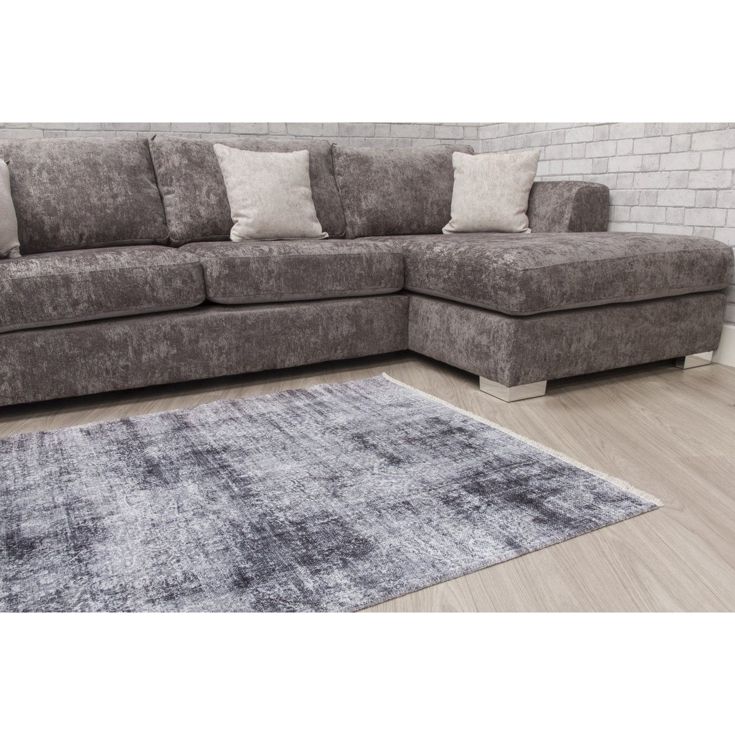 Grey Distressed Abstract Rug - Modena Messina