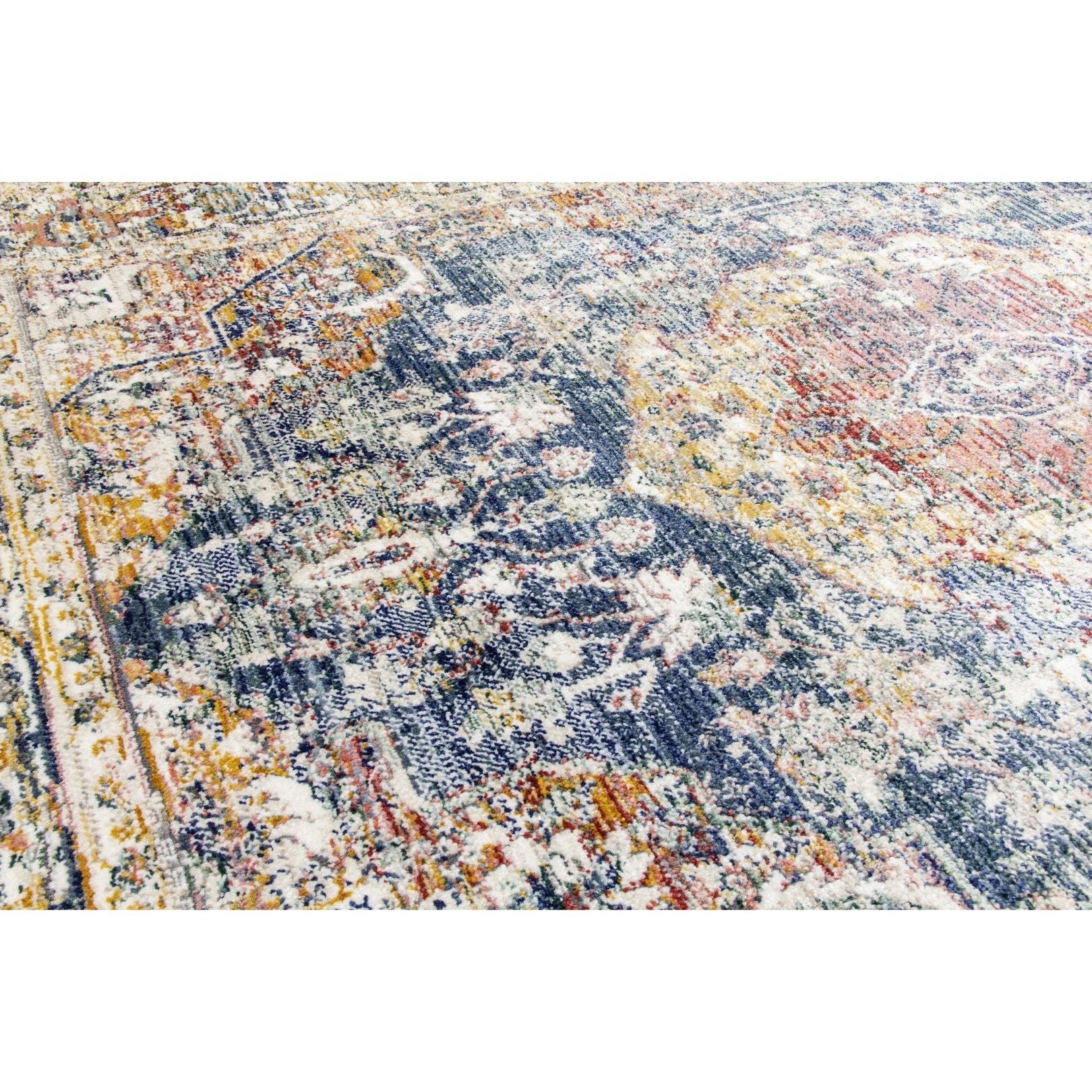 Blue Distressed Rug - Boho Medallion