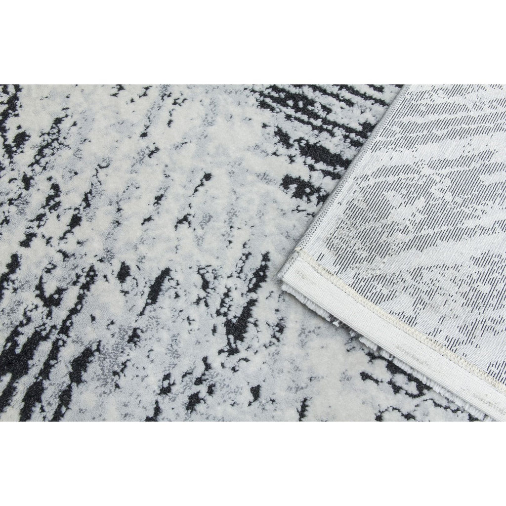 Grey Black Abstract Rug - Rococo Feathered