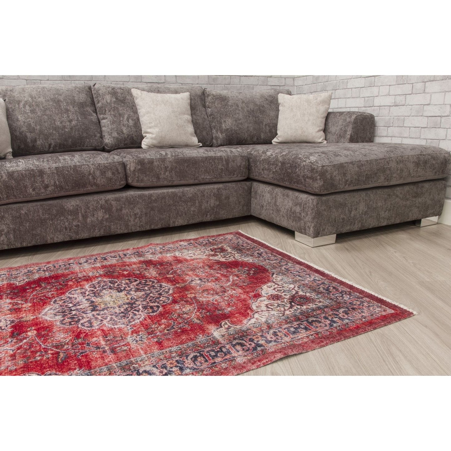 Red Distressed Modern Rug - Modena Rosso