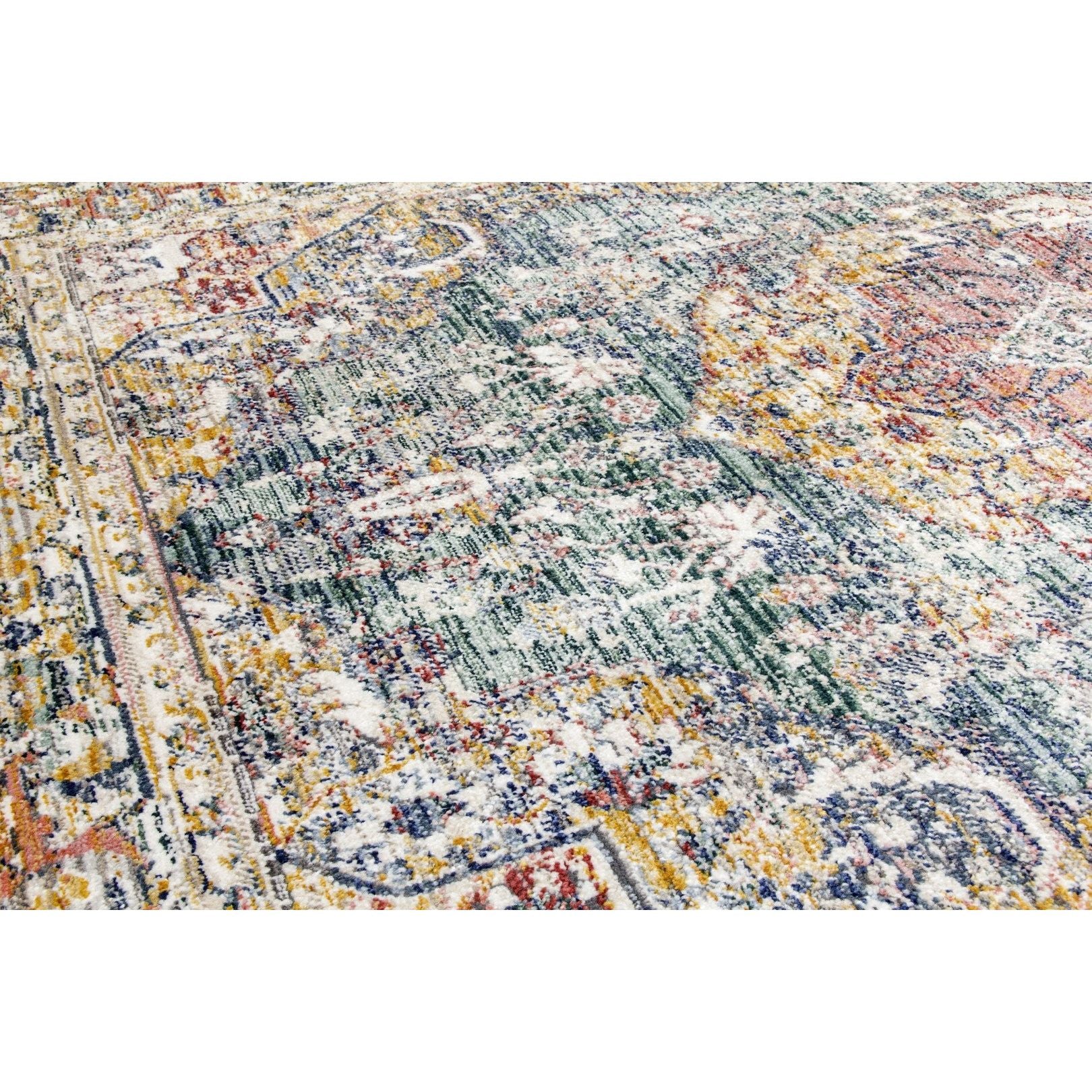 Green Distressed Rug - Boho Medallion