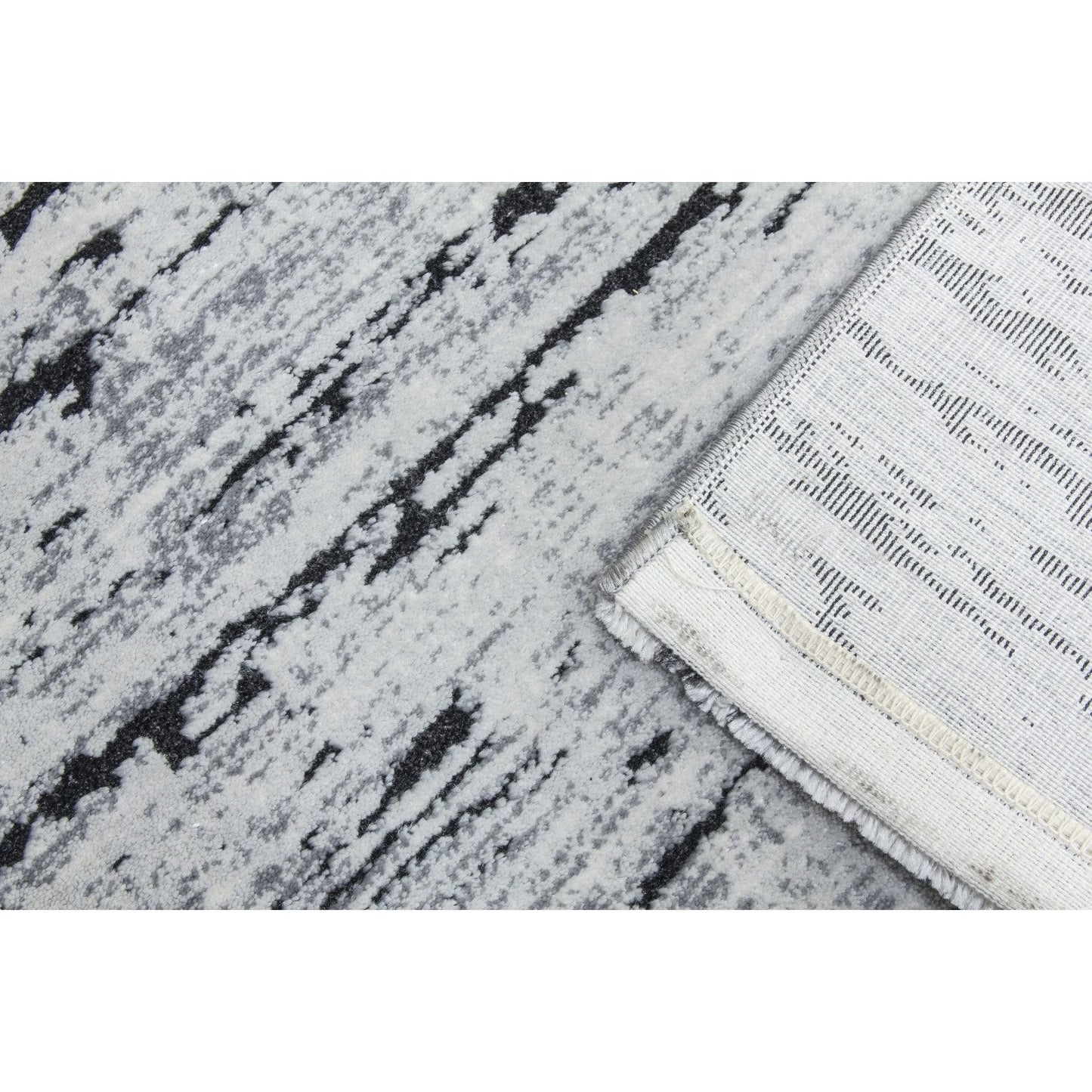 Grey Black Abstract Rug - Rococo Crevassi