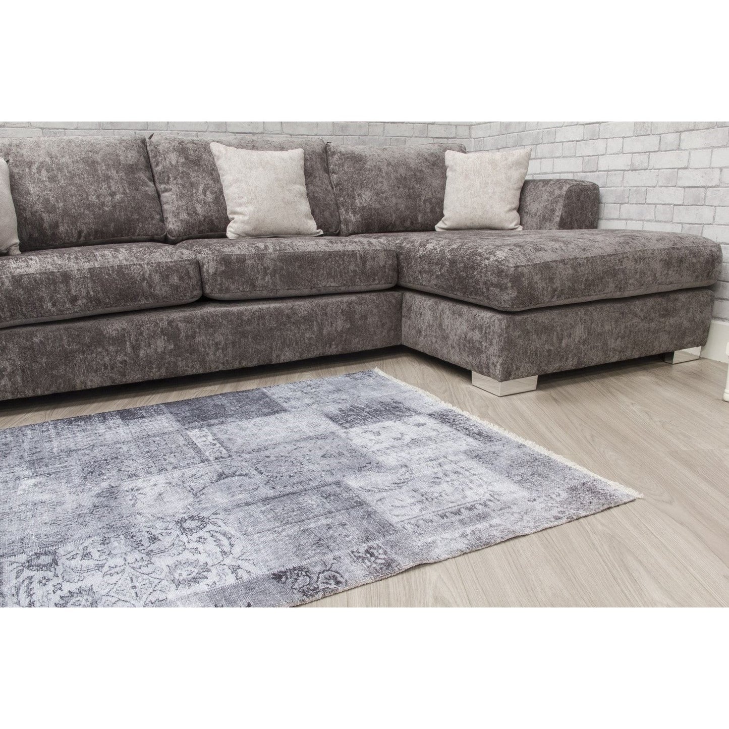 Grey Patchwork Modern Rug - Modena