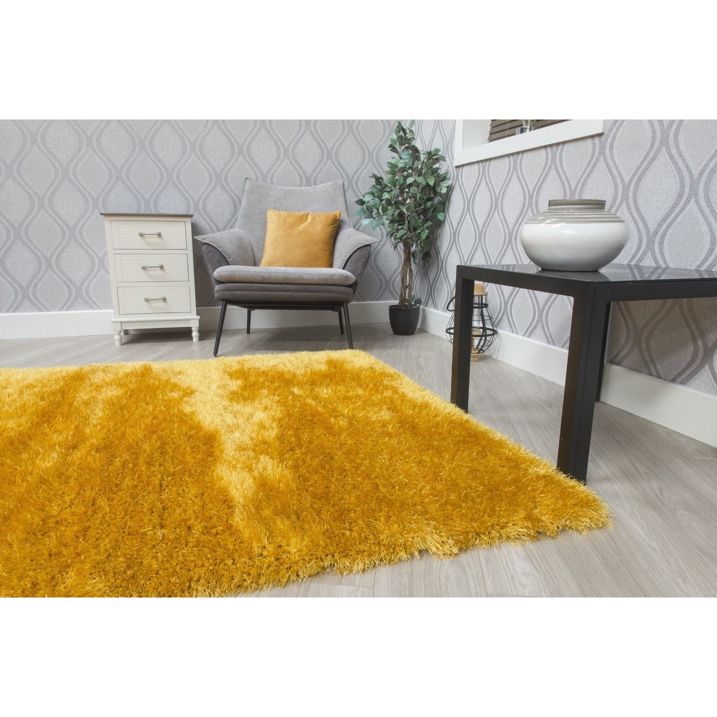 Yellow Shaggy Rug - Bentley