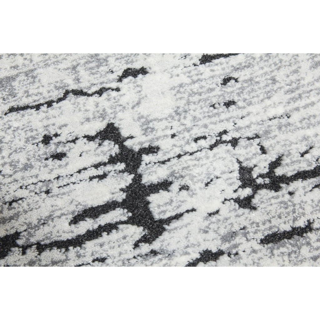 Grey Black Abstract Rug - Rococo Crevassi