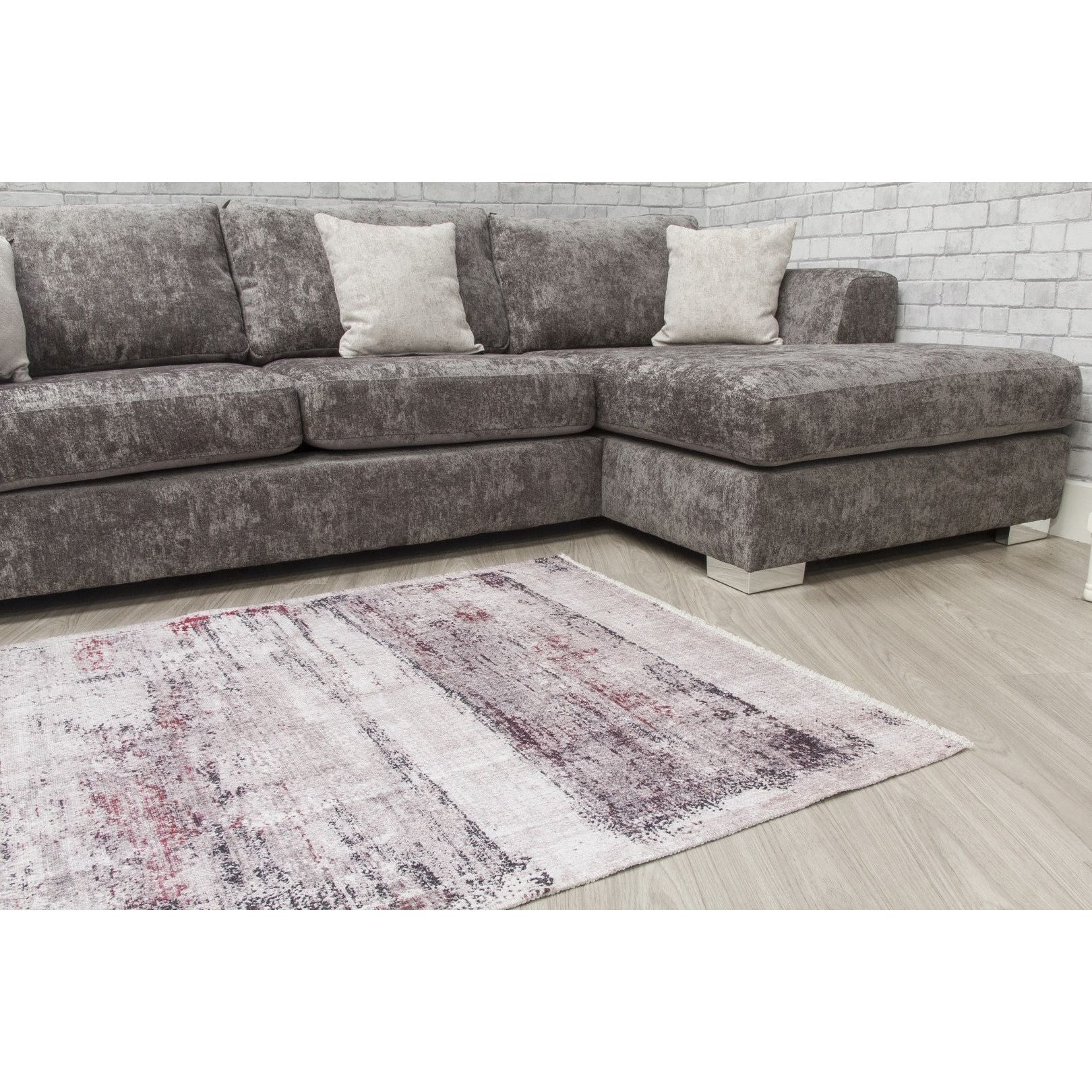 Cream Red Abstract Modern Rug - Modena Valencia