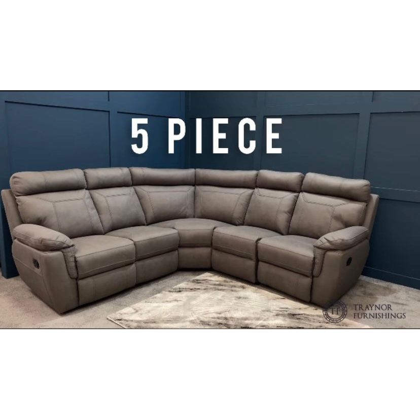 Noah Corner - Grey Suede Fabric (5 Piece)