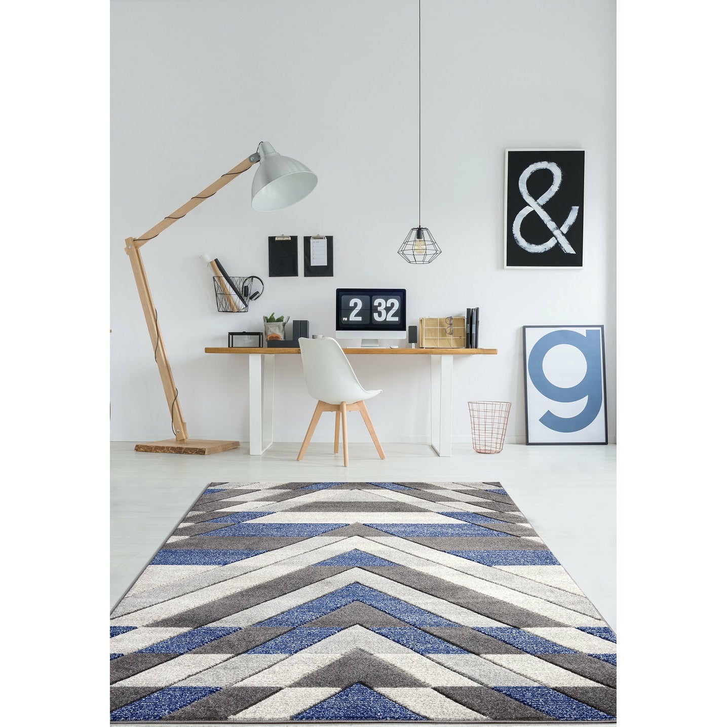 Asher Rug Collection - Grey-Navy