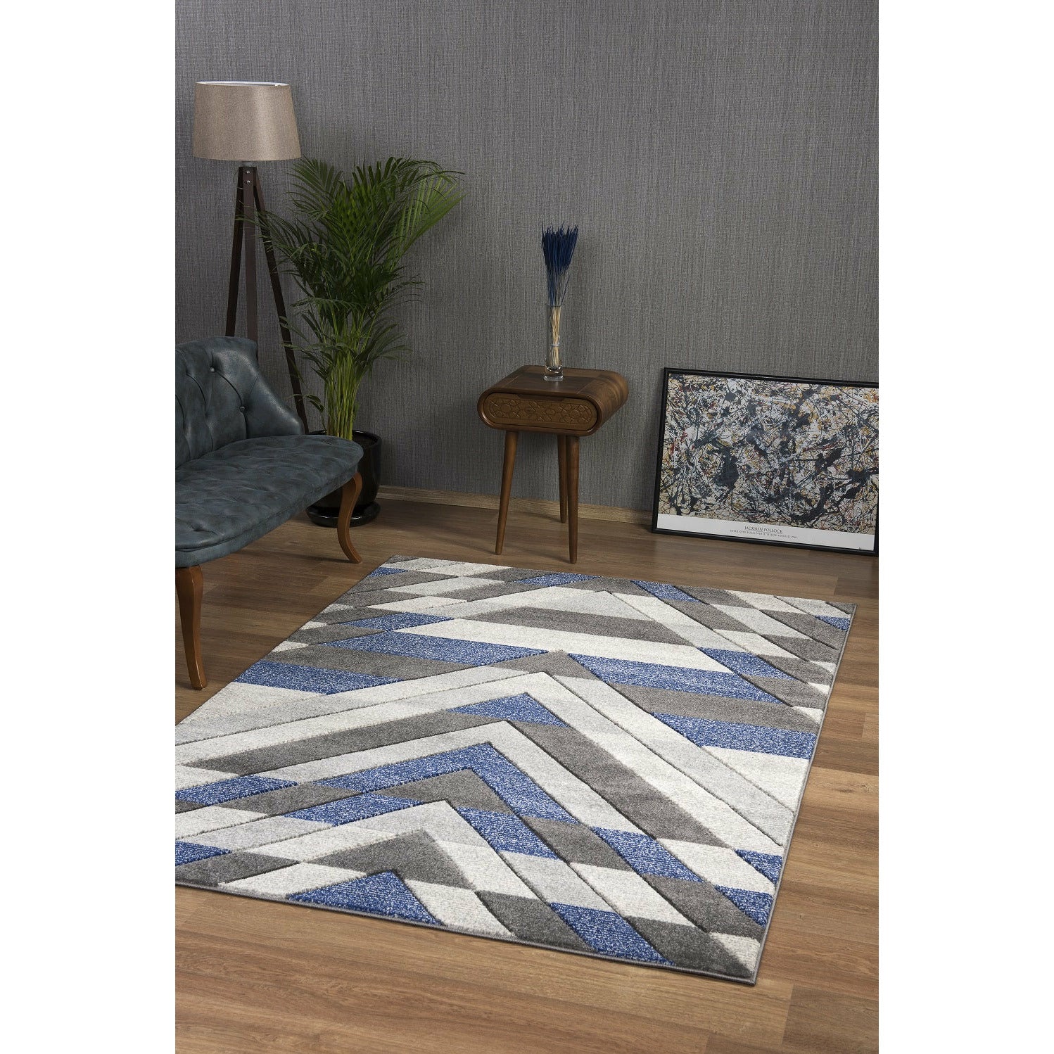 Asher Rug Collection - Grey-Navy