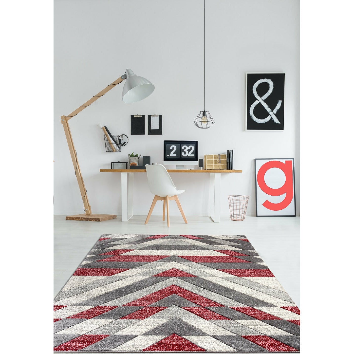 Asher Rug Collection - Grey-Red