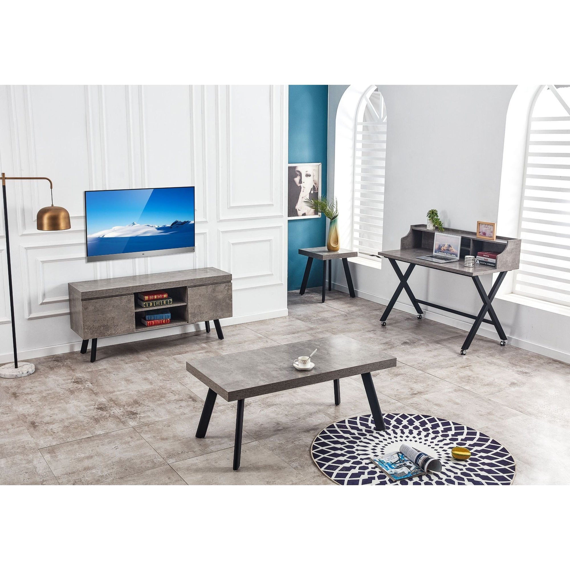 Freddy  Dining Table 1.6m Set  - Grey